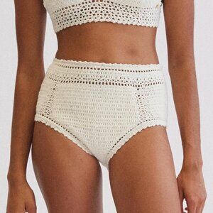 NWT FP She Made Me Essential High-Waisted Crochet‎ Bikini Bottoms Natural s
